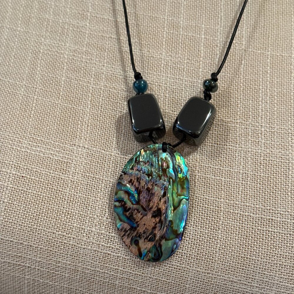 Iridescent Abalone Shell And Hematite Necklace - image 5